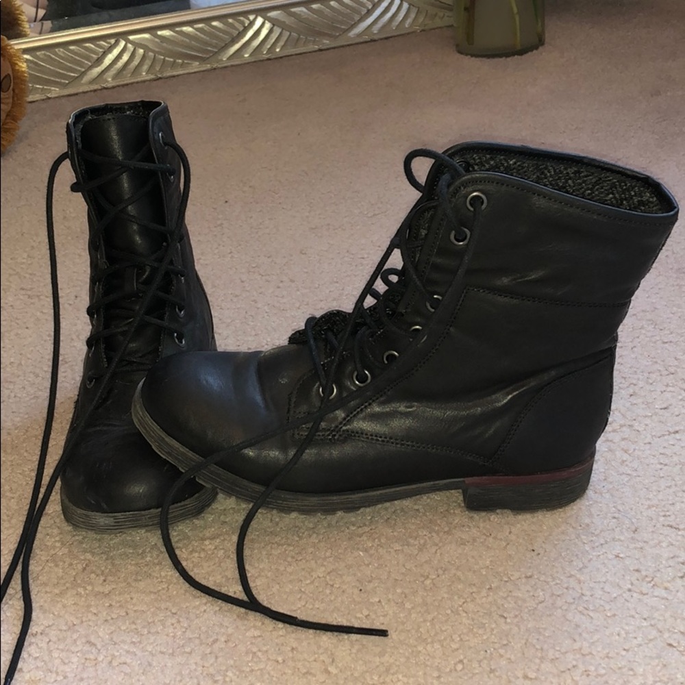 Black combat boots